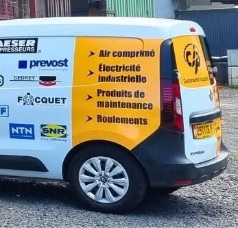 Utilitaire CIP aux couleurs jaunes : air comprimé, électricité industrielle, maintenance, roulements